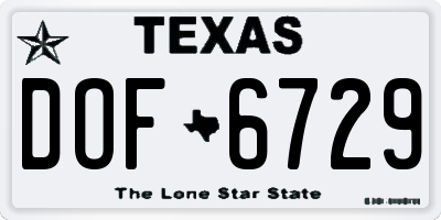 TX license plate DOF6729