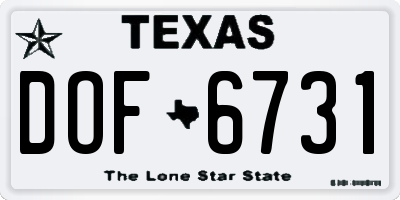 TX license plate DOF6731