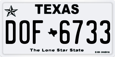 TX license plate DOF6733