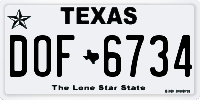 TX license plate DOF6734