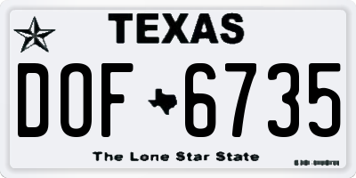 TX license plate DOF6735