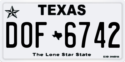 TX license plate DOF6742