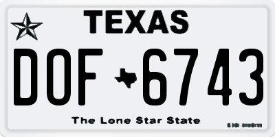TX license plate DOF6743