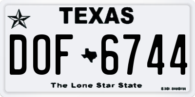 TX license plate DOF6744