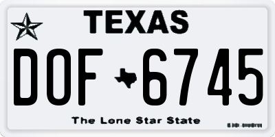 TX license plate DOF6745