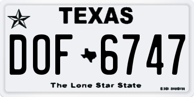 TX license plate DOF6747