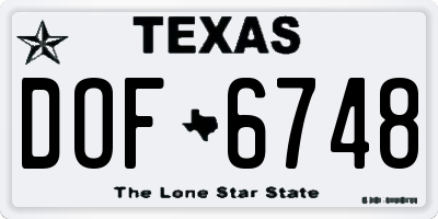 TX license plate DOF6748