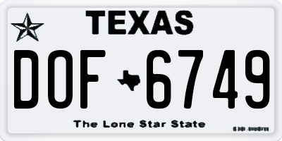 TX license plate DOF6749