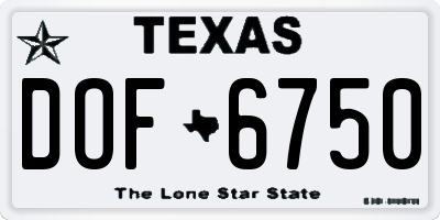 TX license plate DOF6750
