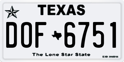 TX license plate DOF6751