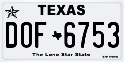 TX license plate DOF6753