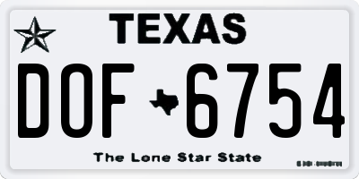 TX license plate DOF6754
