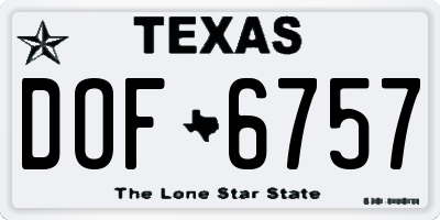 TX license plate DOF6757