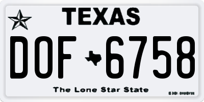 TX license plate DOF6758