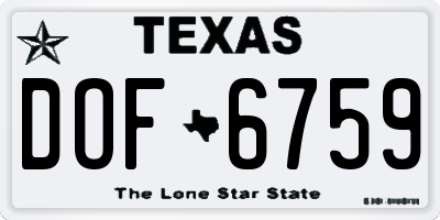 TX license plate DOF6759