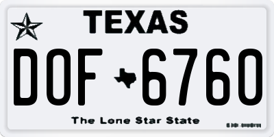 TX license plate DOF6760