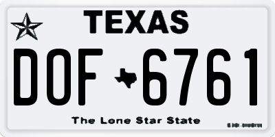 TX license plate DOF6761
