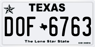 TX license plate DOF6763