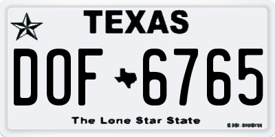 TX license plate DOF6765