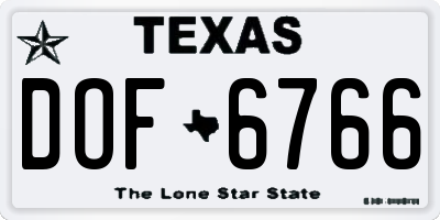 TX license plate DOF6766