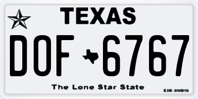 TX license plate DOF6767