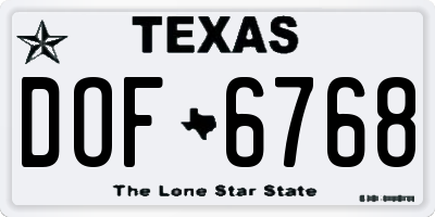 TX license plate DOF6768