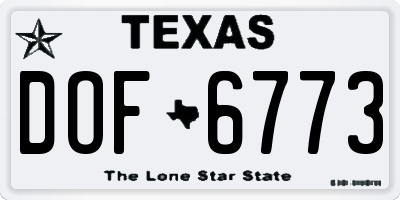 TX license plate DOF6773