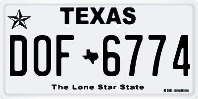 TX license plate DOF6774