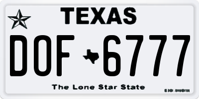 TX license plate DOF6777