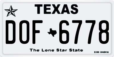 TX license plate DOF6778