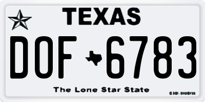 TX license plate DOF6783