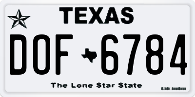 TX license plate DOF6784