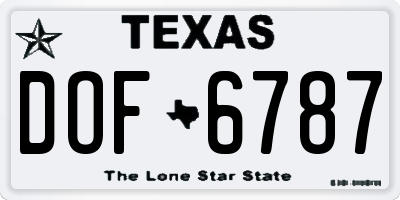 TX license plate DOF6787