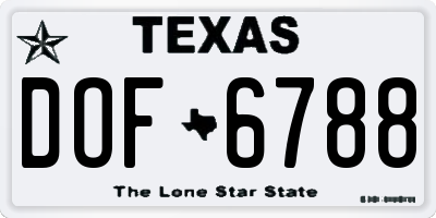 TX license plate DOF6788