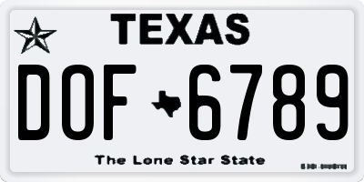 TX license plate DOF6789