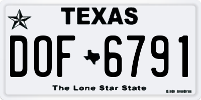 TX license plate DOF6791