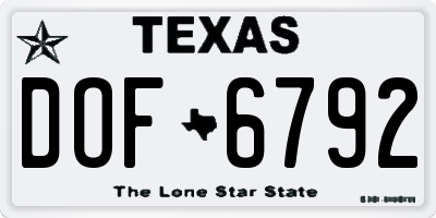 TX license plate DOF6792