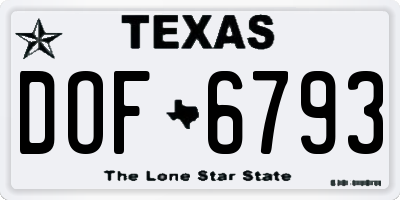 TX license plate DOF6793