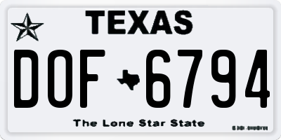 TX license plate DOF6794