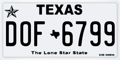 TX license plate DOF6799