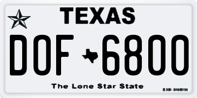 TX license plate DOF6800