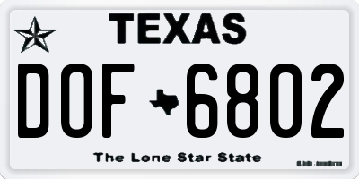 TX license plate DOF6802
