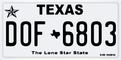 TX license plate DOF6803
