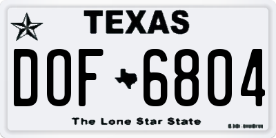 TX license plate DOF6804