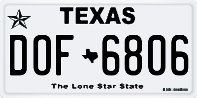 TX license plate DOF6806