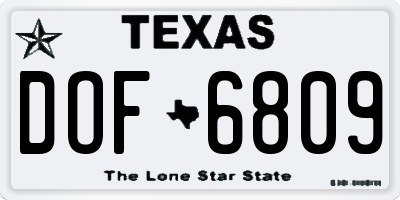 TX license plate DOF6809