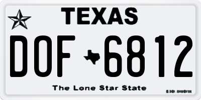 TX license plate DOF6812