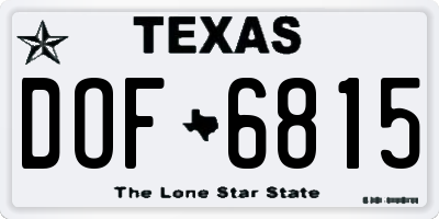 TX license plate DOF6815