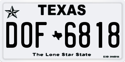 TX license plate DOF6818