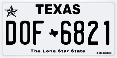TX license plate DOF6821